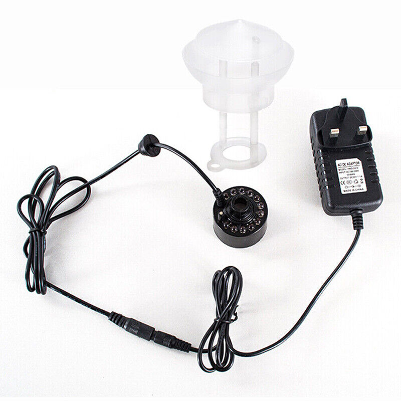 12 LED Ultrasonic Mist Maker Fogger Water Fountain Pond Atomizer Air Humidifier