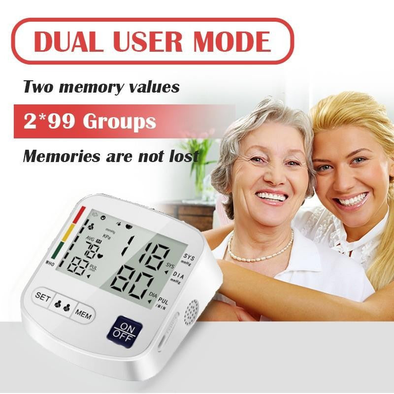 Multifunctional Home Blood Pressure Monitor With Cuff, Records 99 Measurements And Tracks Heart Rate