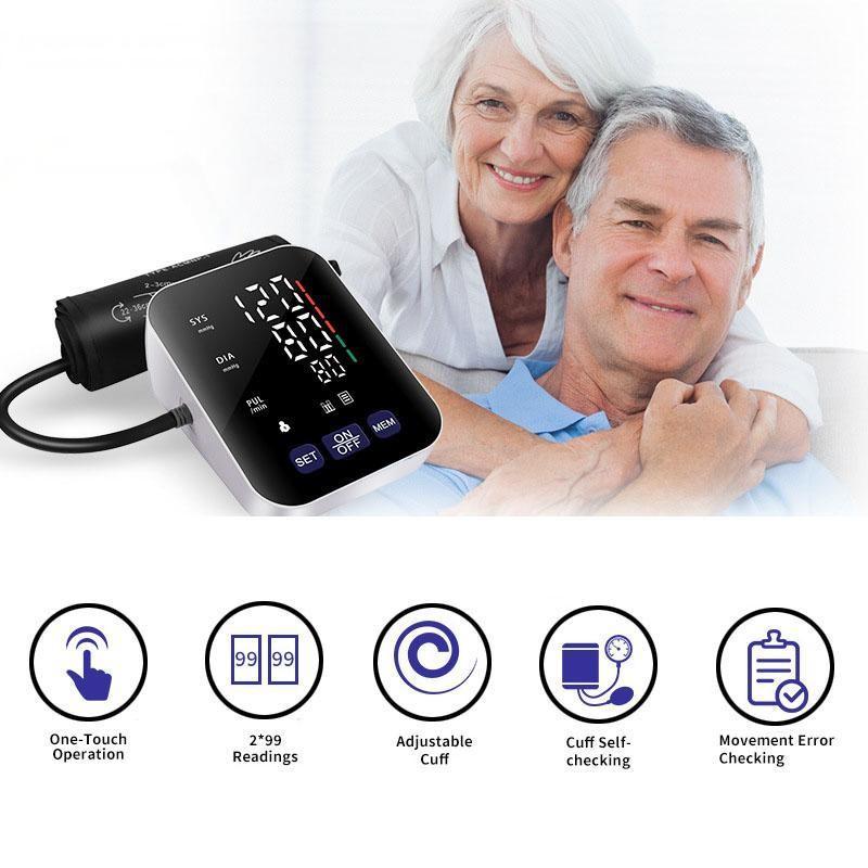Multifunctional Home Blood Pressure Monitor With Cuff, Records 99 Measurements And Tracks Heart Rate