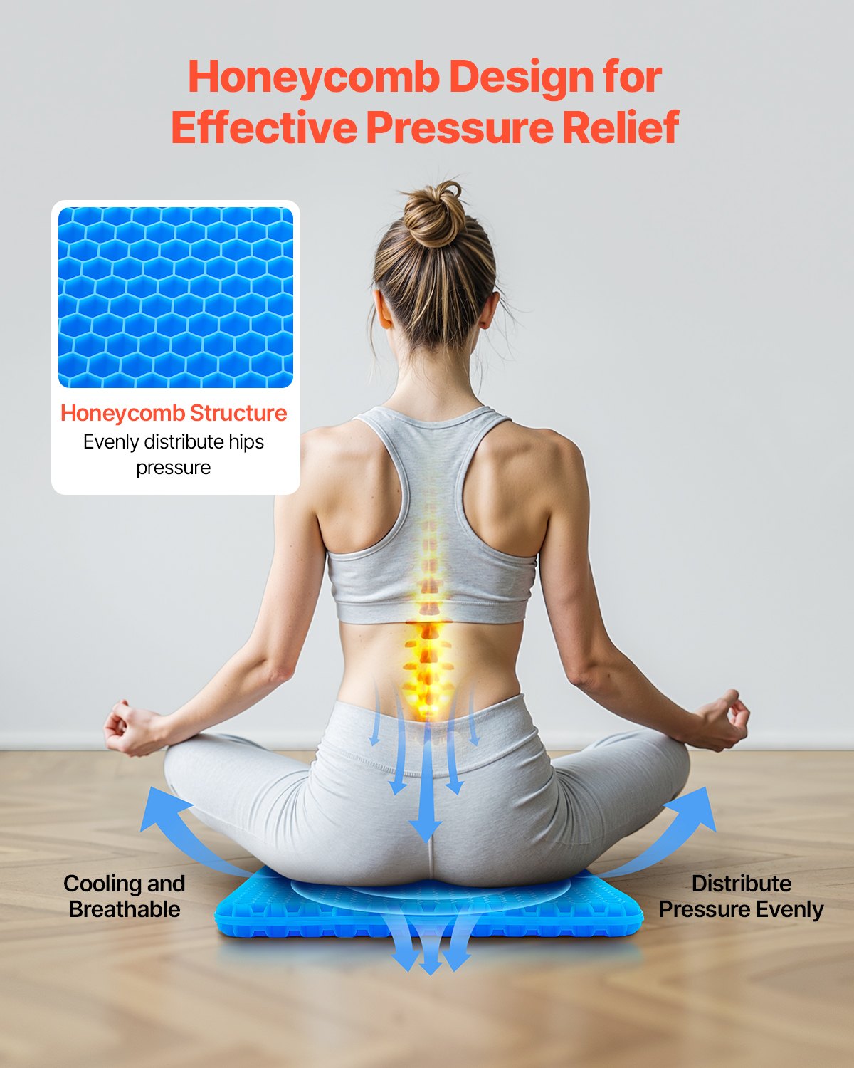 Seat Cushion, Cooling Gel Seat Cushion For Pressure Relief, Soft & Breathable Wheelchair Seat Pad With Removable Cover, Lightweight And Portable For Office, Travel, Car, Airplane