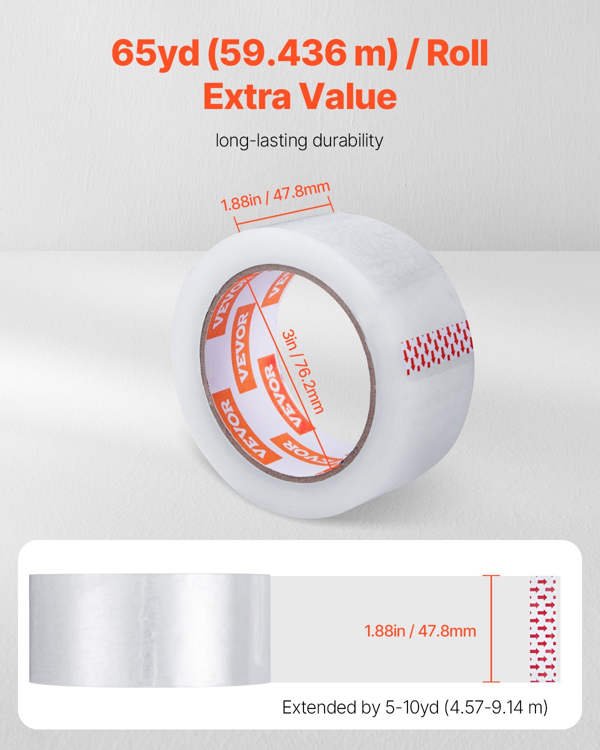 Clear Packing Tape, 3 Inches Core, 18 Rolls 1.88 Inches X 65 Yards Packing Tape, 2.7 Mil Thick, Heavy Duty Packaging Tape Designed For Moving, Storage And Packing, Shipping And Mailing, Office