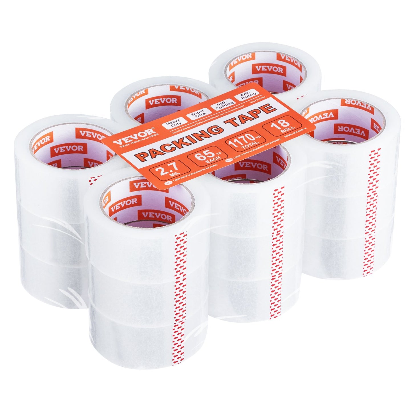 Clear Packing Tape, 3 Inches Core, 18 Rolls 1.88 Inches X 65 Yards Packing Tape, 2.7 Mil Thick, Heavy Duty Packaging Tape Designed For Moving, Storage And Packing, Shipping And Mailing, Office