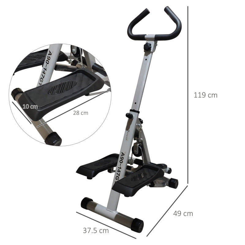 HOMCOM Stepper W  Handle Hand Grip Workout Fitness Machine For Fitness Aerobic Exercise Home Gym Grey