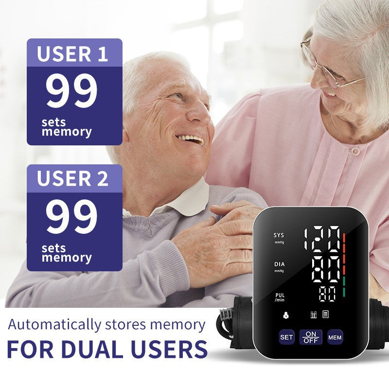 Multifunctional Home Blood Pressure Monitor With Cuff, Records 99 Measurements And Tracks Heart Rate