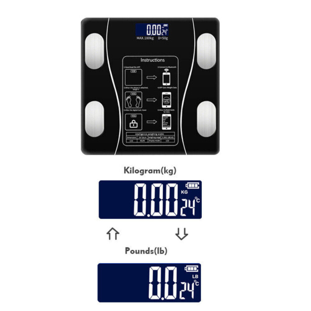 Scales Electronic 180KG Digital Bathroom LCD Display Home Body Fat BMI Monitor