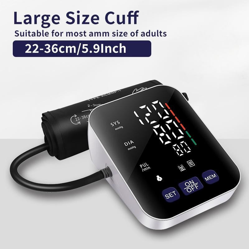 Multifunctional Home Blood Pressure Monitor With Cuff, Records 99 Measurements And Tracks Heart Rate
