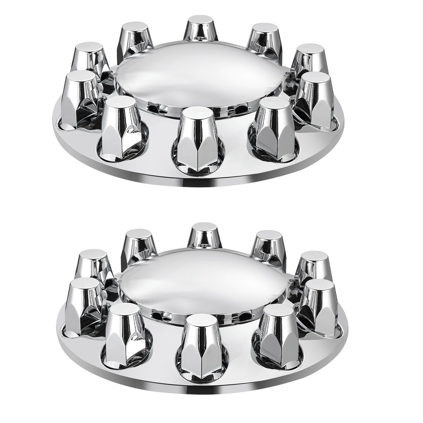 Front Axle Wheel Covers, Dome Axle Cover For Semi Truck, ABS Electroplate Rust-Resistant Lug Nut Covers, Universal Fit, Installation Tool Included, Complete Axle Cover Combo Kit