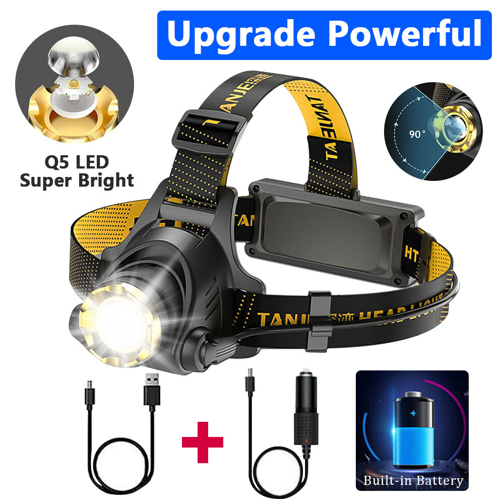 🔦 LED Headlamp Rechargeable Head Torch Zoom Headlight Lamp Powerful Flashlight Fishing Driving Camping Light With 3 Modes Work Light  👉 LED Headlamp Rechargeable – Zoom Flashlight