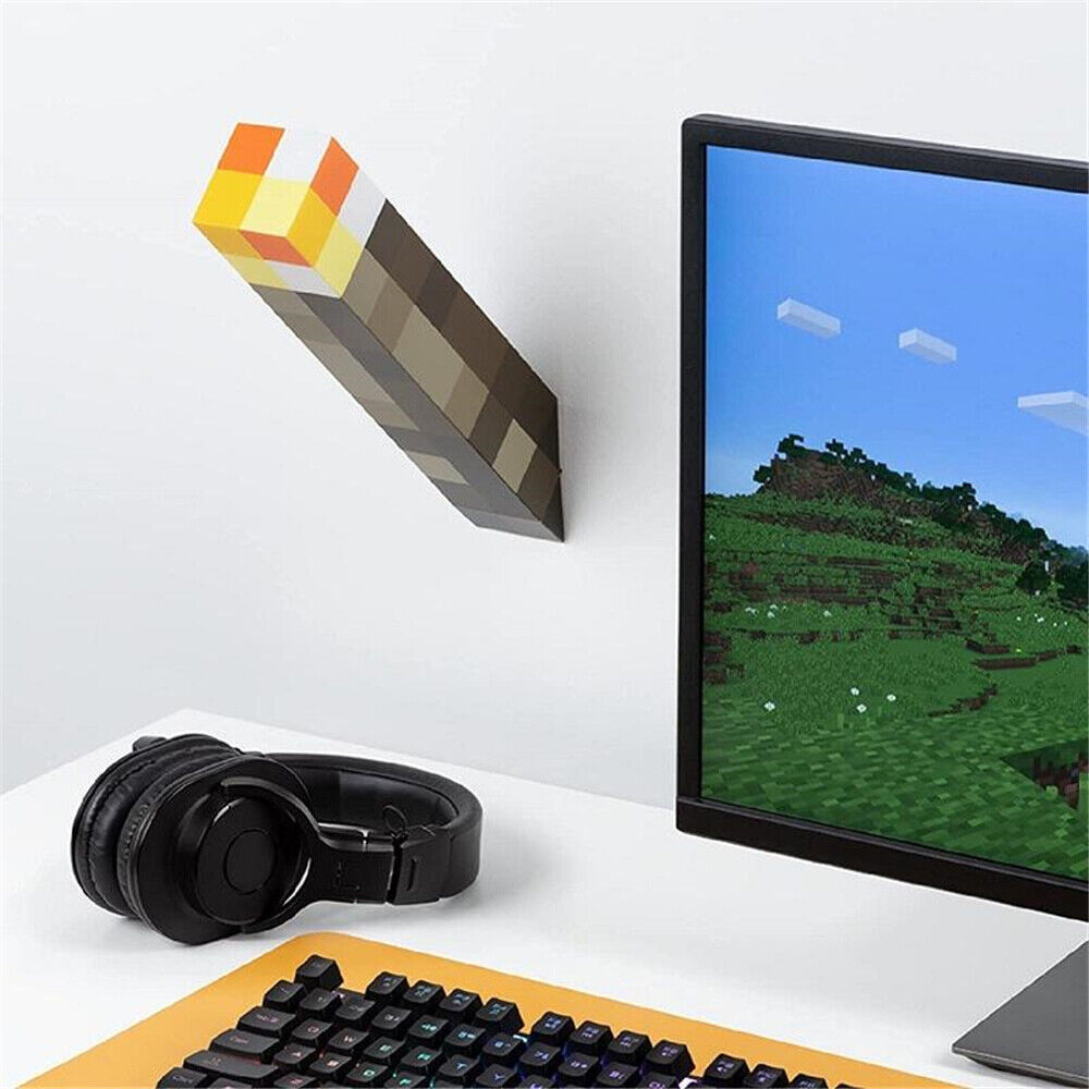 Minecraft Game Torch Lamp Led Night Light Home Decors USB Rechargeable Kids Gift