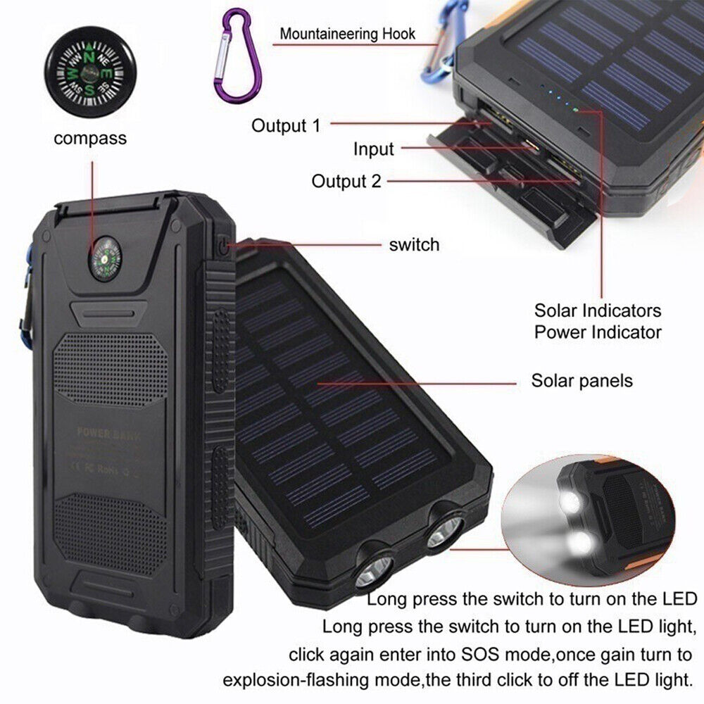 Solar Power Bank – Waterproof Outdoor Charger