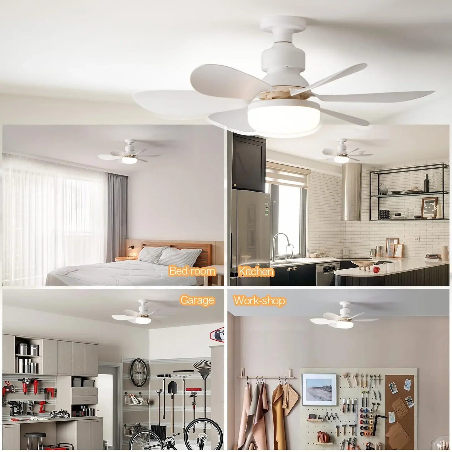 Modern Led Ceiling Fan With Light Dimmable E27 Bedroom Living Room Fan Lamp 30W
