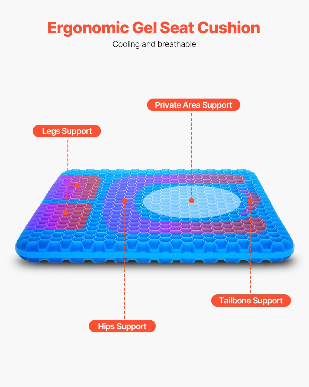 Seat Cushion, Cooling Gel Seat Cushion For Pressure Relief, Soft & Breathable Wheelchair Seat Pad With Removable Cover, Lightweight And Portable For Office, Travel, Car, Airplane