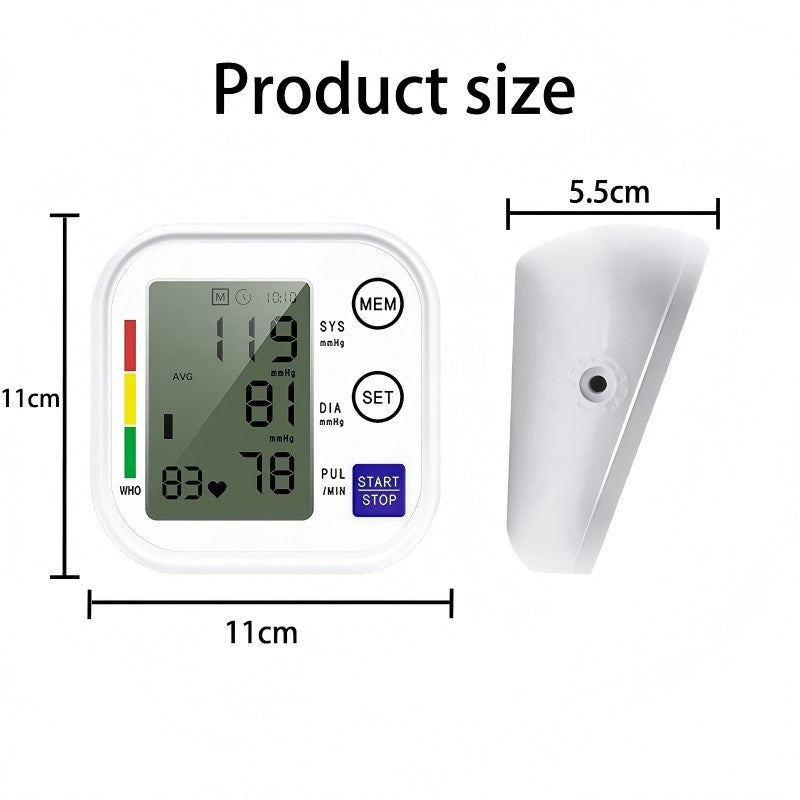 Multifunctional Home Blood Pressure Monitor With Cuff To Record Measurements And Track Heart Rate