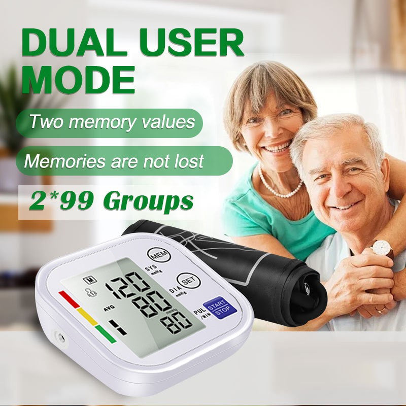 Multifunctional Home Blood Pressure Monitor With Cuff To Record Measurements And Track Heart Rate