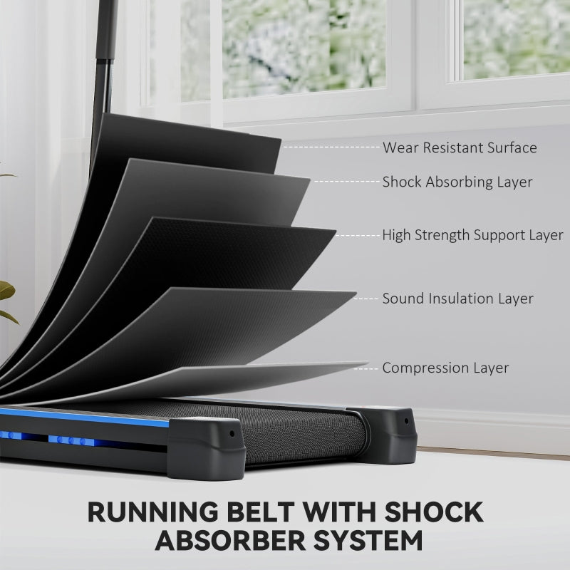 HOMCOM Folding Motorised Home Treadmill Walking Machine With LCD Monitor, Blue