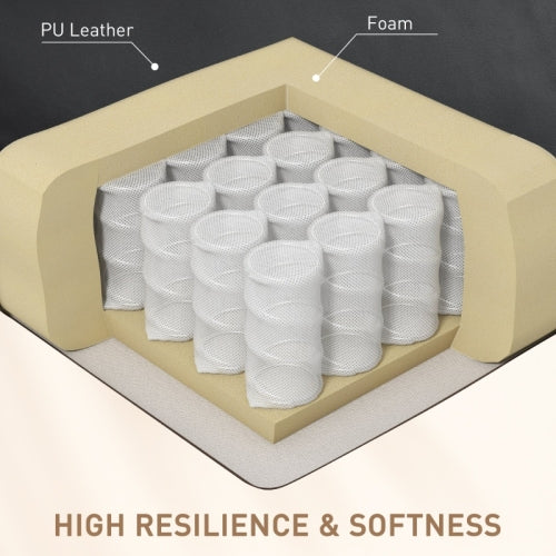 HOMCOM Recliner Armchair, Massage Faux Leather Push Back Reclining Chair With Adjustable Leg Rest, Side Pocket, For Home Living Room Theatre, Black