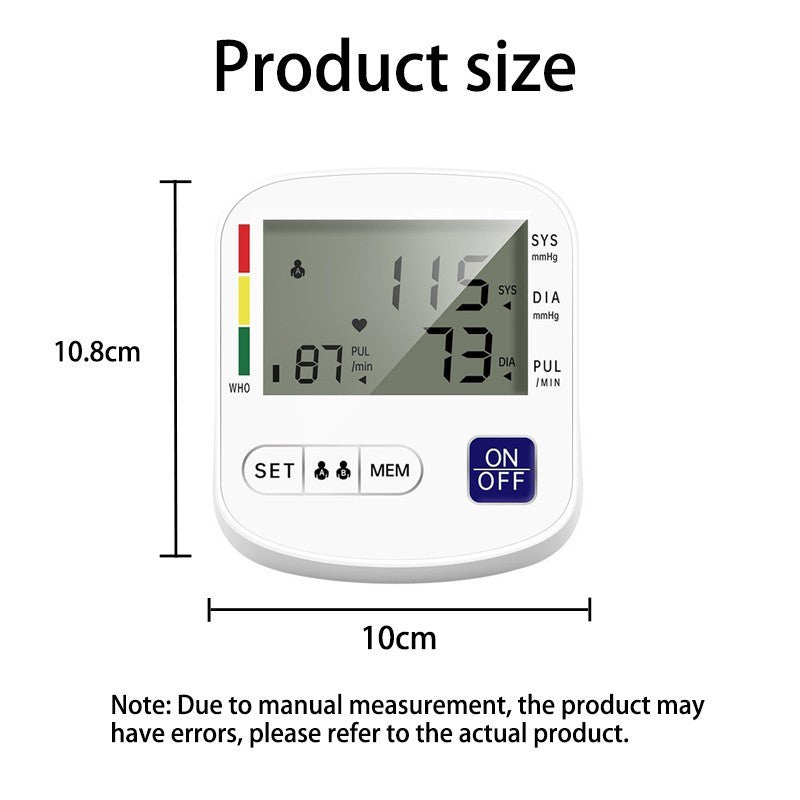 Multifunctional Home Blood Pressure Monitor With Cuff, Records 99 Measurements And Tracks Heart Rate
