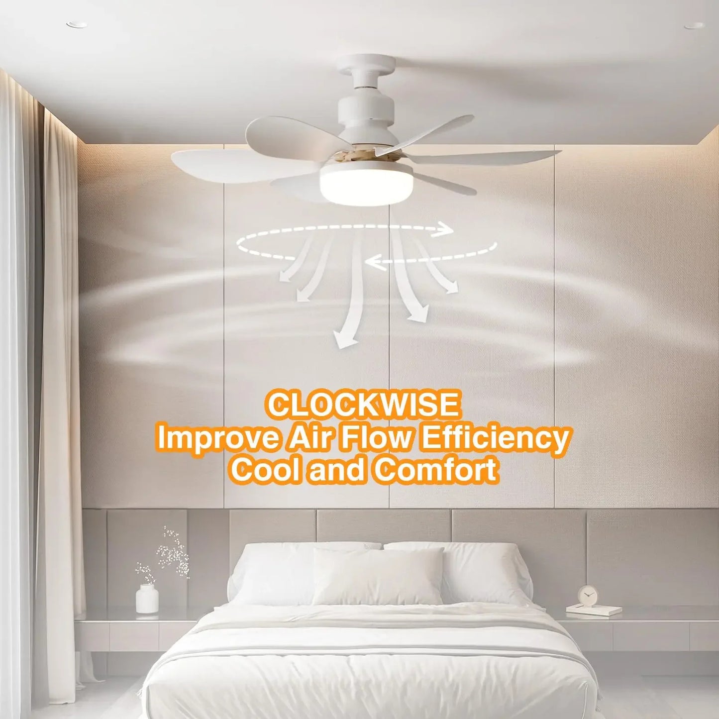 Modern Led Ceiling Fan With Light Dimmable E27 Bedroom Living Room Fan Lamp 30W