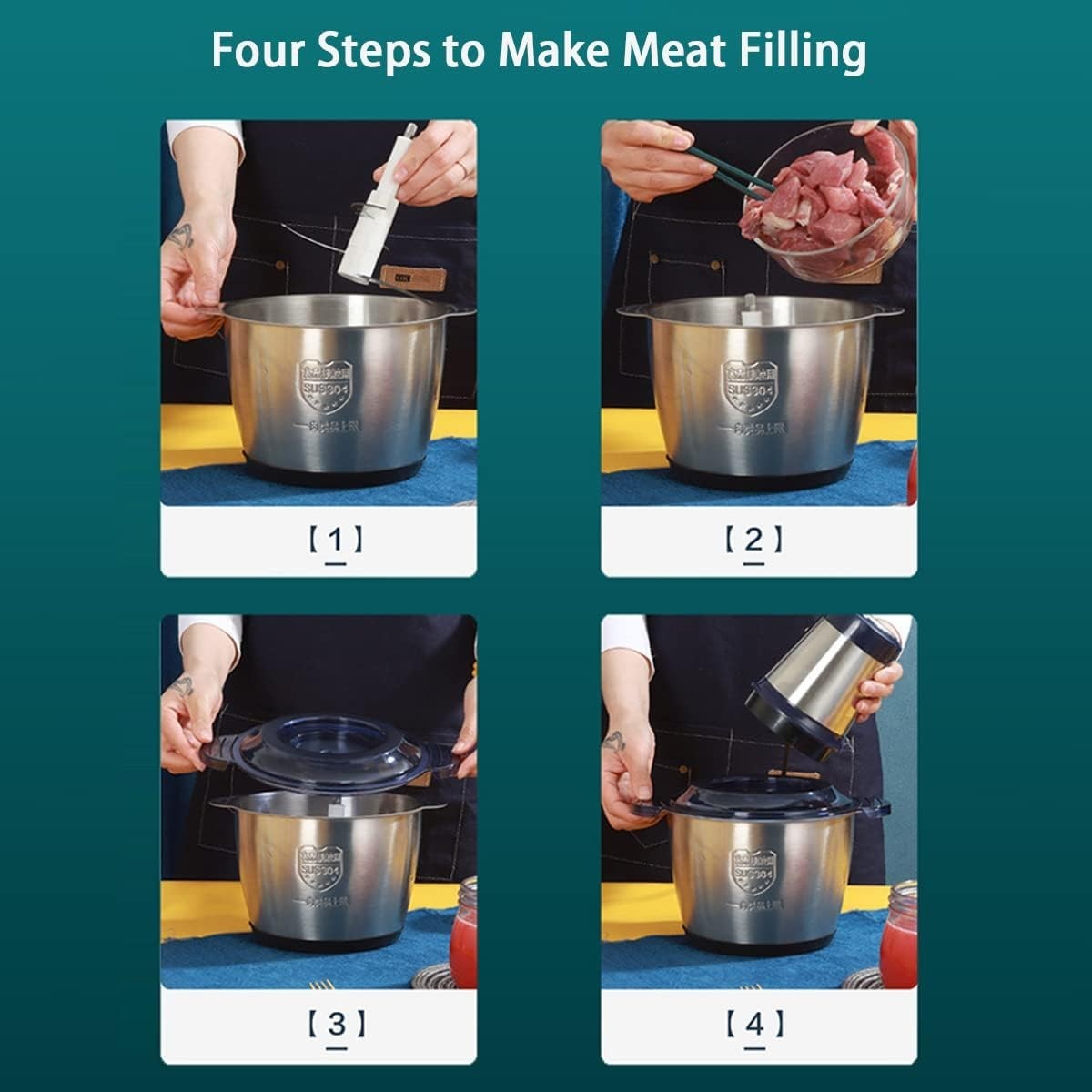 3L Electric Meat Grinder Mincer Mixer Home Blender Food Chopper Processor 300W