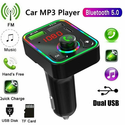 🚗 Car Bluetooth FM Transmitter USB Charger MP3 Player Handsfree Call  👉 Car Bluetooth FM Transmitter – USB Charger