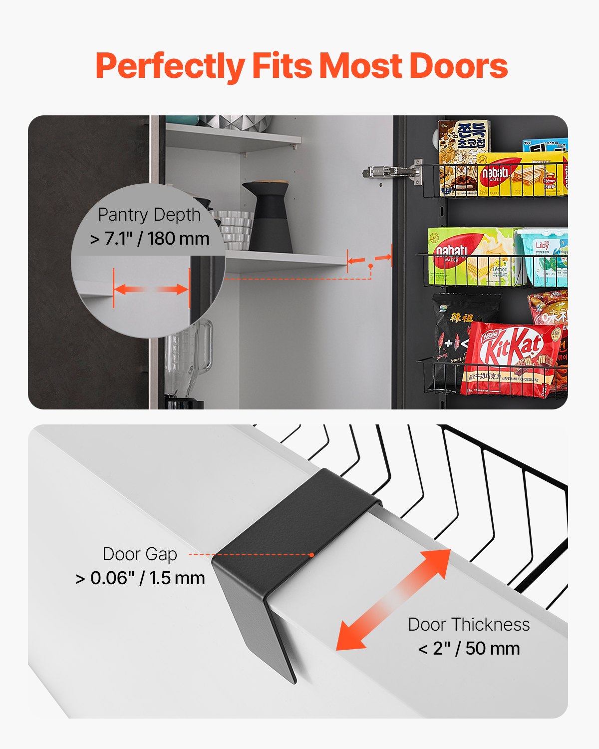 Over The Door Pantry Organizer, 8-Tier Pantry Organization And Storage, Heavy-Duty Steel Hanging Spice Rack, Adjustable Wall Seasoning Shelves, For Home Kitchen Laundry Room Bathroom, Black