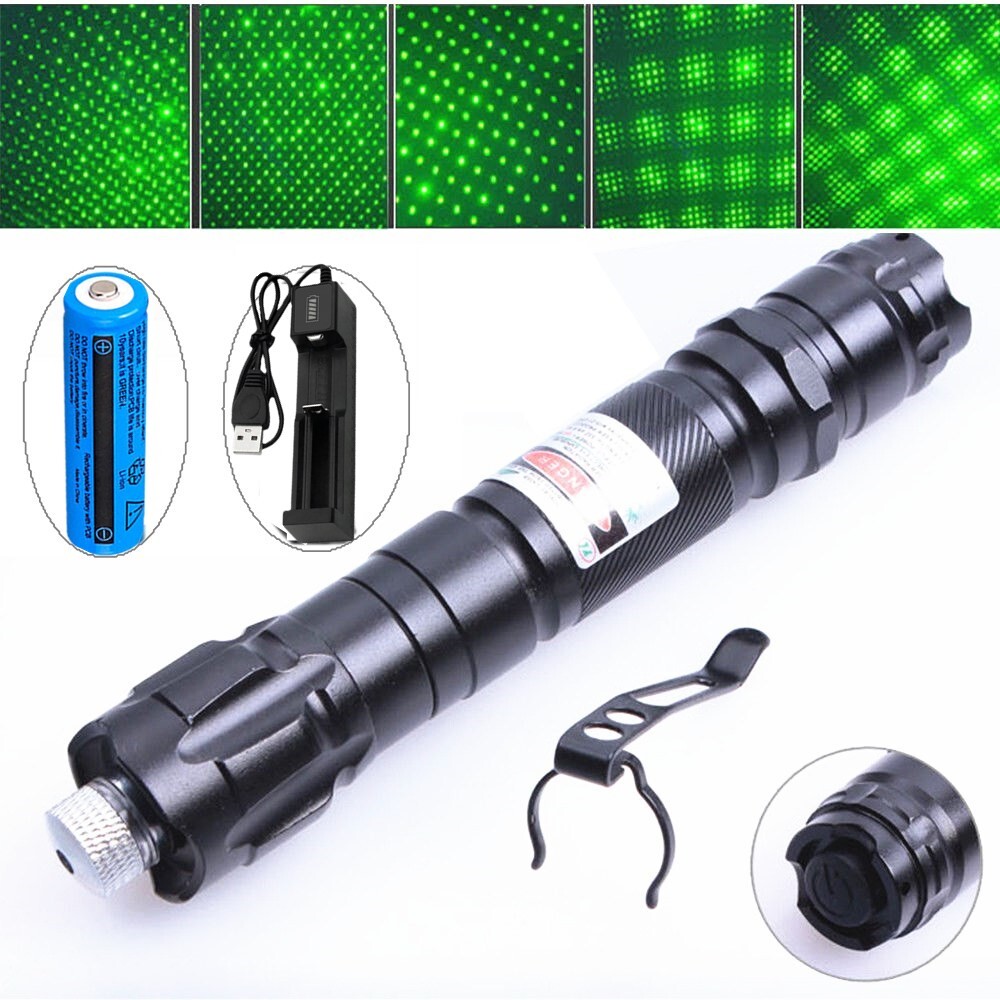 Green Laser Pointer USB Rechargeable Pen LED Flashlight Torch Visible Beam Lazer