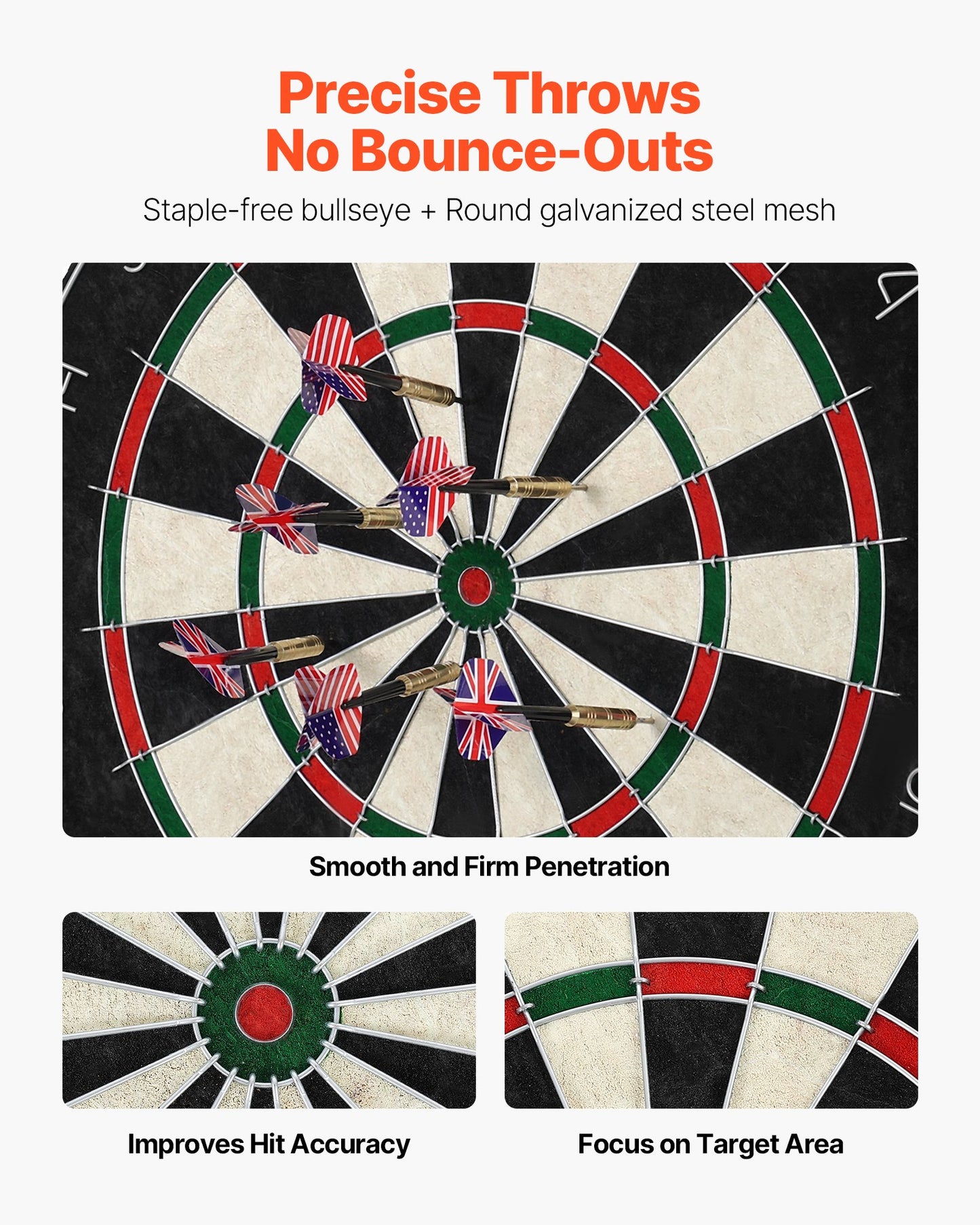 Dartboard With 6 Darts & Scoring Kit, Self-Healing Sisal Fibers Dartboard With Staple-Free Bullseye & Rotating Number Ring, 451mm Professional Steel Tip Dart Board Set For Home Party Game Room