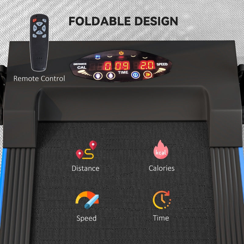 HOMCOM Folding Motorised Home Treadmill Walking Machine With LCD Monitor, Blue