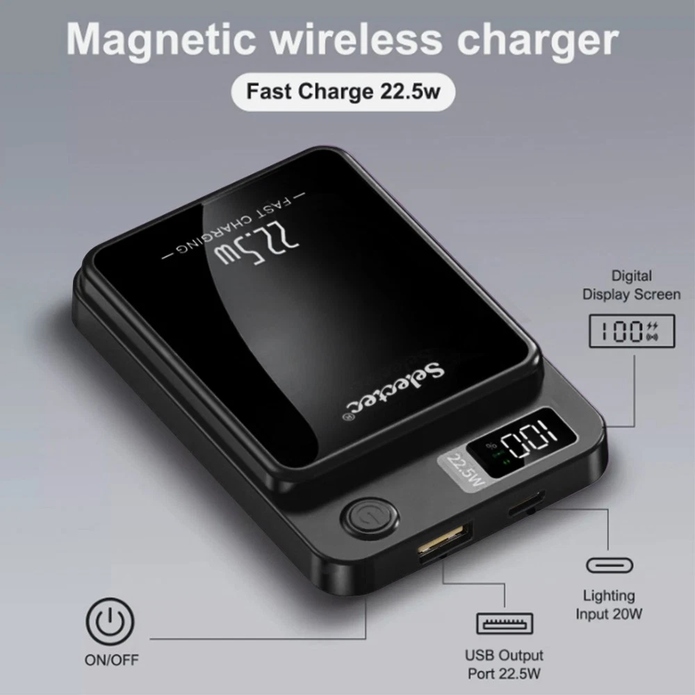 🔋 Magnetic Power Bank Black  👉 Magnetic Power Bank – Fast Charge