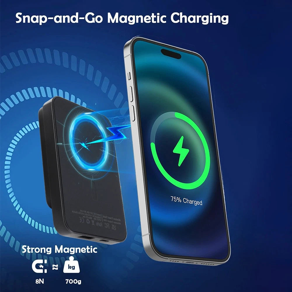 🔋 Magnetic Power Bank Black  👉 Magnetic Power Bank – Fast Charge